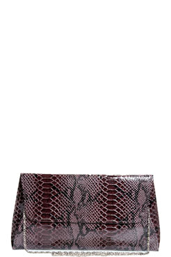 Lola Snake Effect Patent Clutch Bag Female