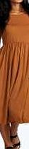 boohoo Long Sleeve Midi Dress - tan azz41131