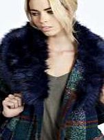 boohoo Longpile Faux Fur Collar Scarf - navy azz19793
