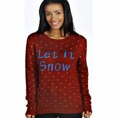 boohoo Lotti Let It Snow Jumper - red azz24163