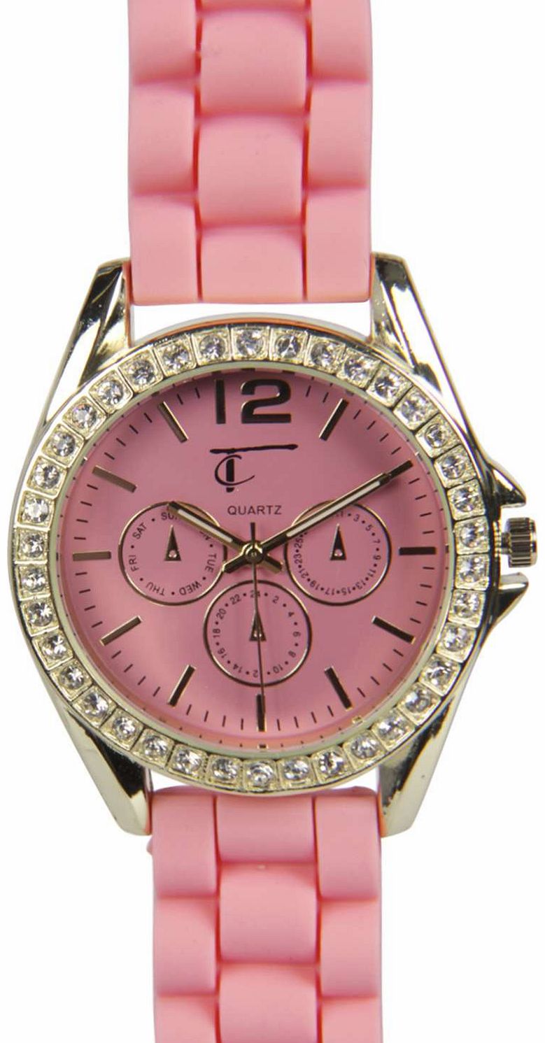 boohoo Louisa Colour Block Watch - pink azz14321