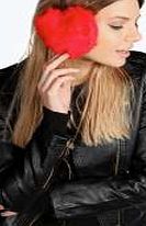 boohoo Love Heart Faux Fur Earmuffs - red azz14721