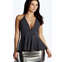 boohoo Low Plunge Peplum - grey azz14146