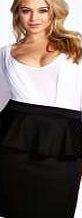 boohoo Lucia Peplum Midi Skirt - black pzz98371