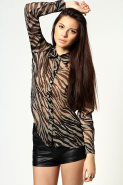 boohoo Lucy Animal Print Chiffon Blouse Female