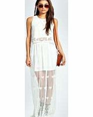 boohoo Lucy Embroidered Hem Woven Maxi Skirt - ivory