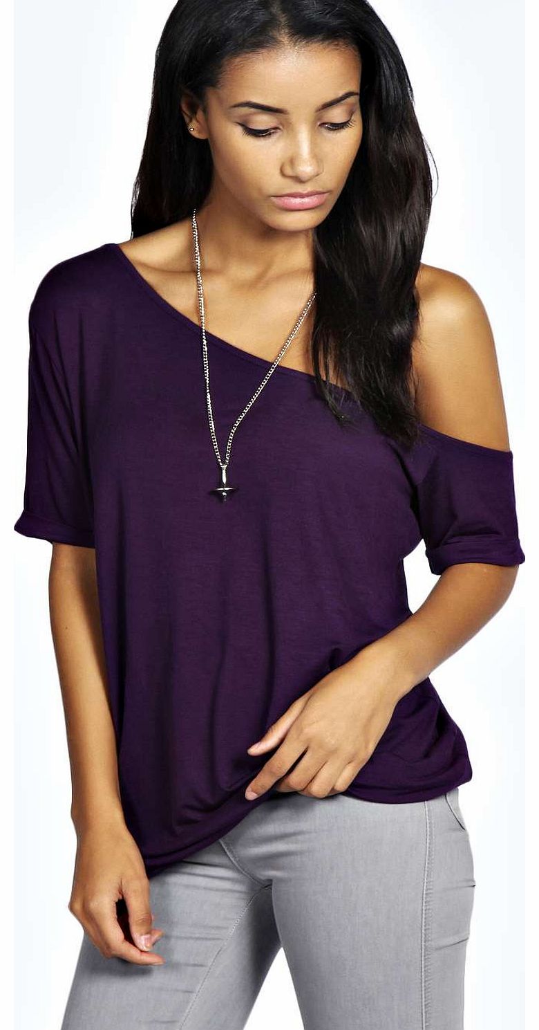 Lucy Off The Shoulder Roll Sleeve Top - grape