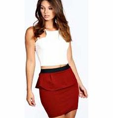 boohoo Lucy Peplum Mini Skirt - wine azz48298