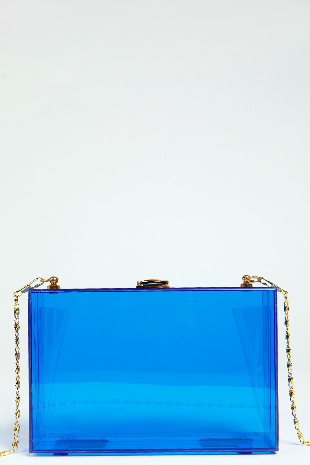 boohoo Lucy Perspex Box Clutch - blue, blue