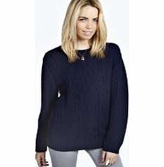 boohoo Lucy Skull Cable Knit Jumper - navy azz21292
