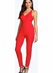 Mabel Strappy Back Plunge Neck Jumpsuit - red