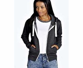 boohoo Macy Zip Through Hoody - charcoal azz20090