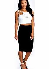 boohoo Maddie Jersey Midi Length Tube Skirt - black