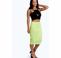 boohoo Maddie Jersey Midi Length Tube Skirt - lime