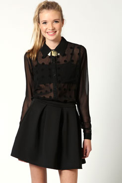 boohoo Madison Flock Spot Woven Blouse Female