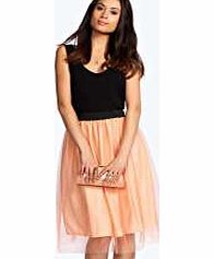 boohoo Mae Mesh Overlay Midi Skirt - blush azz21769