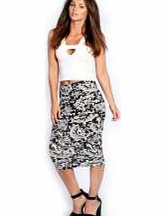 boohoo Mae Paisley Print Midi Skirt - black azz22683