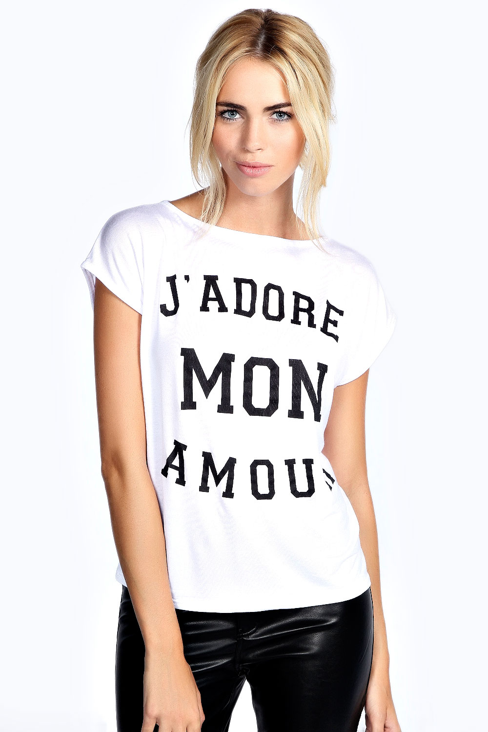 Maisie Slogan Printed Tee - white azz23658