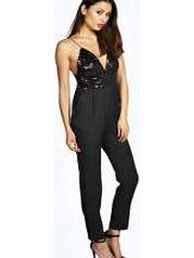 boohoo Maria Strappy Sequin Top Jumpsuit - black azz21715