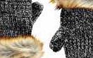 boohoo Marl Knit Faux Fur Trim Mittens - black azz23110
