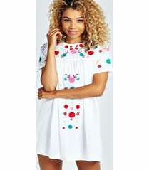 boohoo Mary Multi Colour Embroidered Tunic Dress -