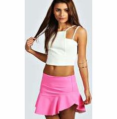 boohoo Mary Ruffle Hem Flippy Mini Skirt - neon-pink