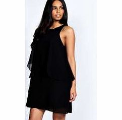 Matilda Layer Top Woven Swing Dress - black
