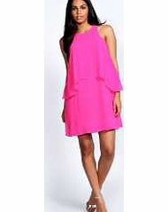 Matilda Layer Top Woven Swing Dress - cerise