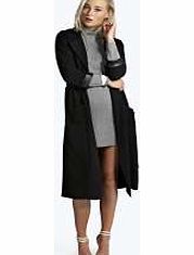 boohoo Maxi PU Cuff Duster Coat - black azz16180