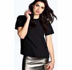 boohoo Maya Open Back High Neck Woven Top - black