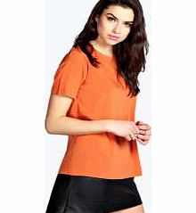 boohoo Maya Open Back High Neck Woven Top - terracotta