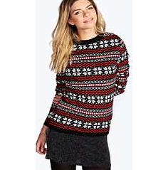 boohoo Megan Snowflake Fairisle Jumper - black azz21271