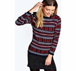 boohoo Megan Snowflake Fairisle Jumper - navy azz21271