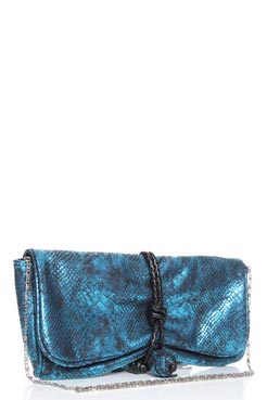 Boohoo Melody Metallic Fold Over Rope Tie Clutch