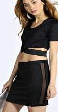 boohoo Mesh Side Panel Mini Skirt - black azz06308