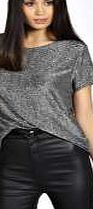 boohoo Metallic Textured Shell Top - silver azz18688