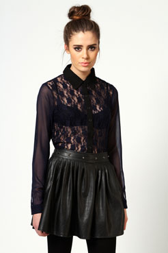 Mia Lace Blouse With Chiffon Sleeves Female