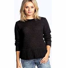 boohoo Mia Peplum Knitted Jumper - black azz21923