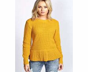 boohoo Mia Peplum Knitted Jumper - mustard azz21923
