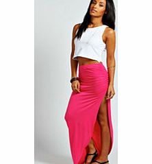 boohoo Micha Ruched Side Jersey Maxi Skirt - pink