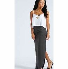 boohoo Michelle Viscose Maxi Skirt - charcoal azz27984