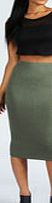 boohoo Midi Jersey Tube Skirt - khaki azz48300