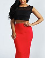 boohoo Midi Jersey Tube Skirt - red azz48300
