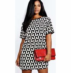 boohoo Miley Monochrome Woven Shift Dress - multi