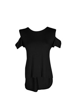 Millie Cut Out Shoulder Side Split T-Shirt Female