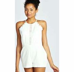 boohoo Millie Lace Front Cutaway Shoulder Playsuit -