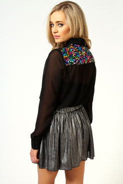 Millie Multi Sequin Collar And Back Blouse Female