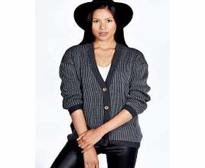 boohoo Millie Rib Knit Cardigan - charcoal azz23151