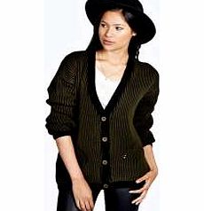boohoo Millie Rib Knit Cardigan - khaki azz23151