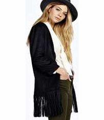 boohoo Milly Tassel Suedette Jacket - black azz19558